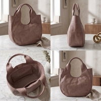 Sac fourre-tout vintage en cuir PU délavé avec poignée découpée, grand sac à main pour femme, sac de shopping décontracté, logo personnalisé