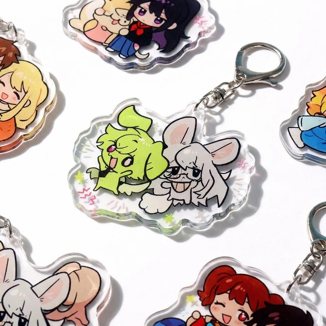 Star Peripheral Custom Logo Epoxy Resin Holographic Printed Transparent Acrylic Keychain Cartoon Style Plastic Keychain