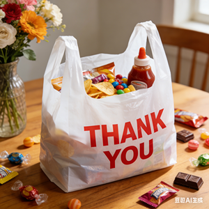 Custom Logo Printed T-Shirt HDPE Plastic Shopping <b>Bags</b> Heavy Duty Hand Length Handle Retail Store Takeaway Food - Product Image 1