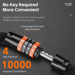WEST BIKING Cylindre de serrure de chaîne de vélo antivol multicolore 6MM d'épaisseur Serrure de chaîne de vélo Sécurité vélo Mot de passe Serrure de chaîne - Product Image 3