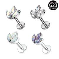 Freya ASTM-F136 Titane Zircon – Clou d'oreille pour cartilage, Labret tendance à dos plat, Bijou de piercing corporel pour femme