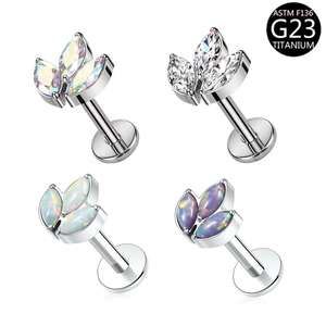 Pendiente de cartílago de titanio ASTM-F136 con circonita Freya, arete labret de moda con circonita y parte trasera plana, joyería para piercing corporal para mujer - Product Image 4