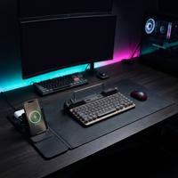 Tapis de souris à chargement sans fil avec support pour téléphone, charge rapide 15W, tapis de souris gaming avec base antidérapante et bords surpiqués pour bureau