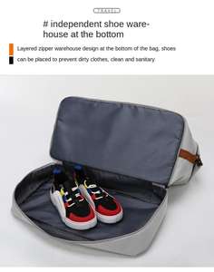 Fashionable Nylon Duffel <b>Bag</b> Ladies Large Capacity Waterproof Sports Gym <b>Bag</b> Dry Wet Separation Zipper Closure Weekend Use - Product Image 3
