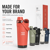 Bouteille de shaker à protéines en métal avec logo personnalisé, 500 ml, en acier inoxydable, anti-fuite, sans BPA, avec filtre, pour la salle de sport et la remise en forme