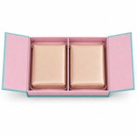 Boîte cadeau rigide pliable personnalisée avec double porte et ruban pour ensemble de cosmétiques et bijoux, emballage de luxe, vente au détail et en gros