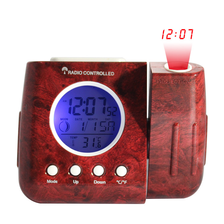 Home Bedroom Living Room Electronic Desk DCF 77 Radio Control Projection Alarm Clock