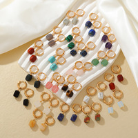 Boucles d'oreilles pendantes en pierre naturelle géométrique, nouveau style, accessoire tendance, design simple et unique, vente en gros
