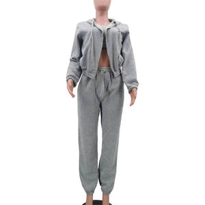 Ensemble 3 pièces d'hiver pour <span class=keywords><strong>femme</strong></span> : Crop top bustier, veste à manches longues et pantalon de jogging – Tenue décontractée pour <span class=keywords><strong>femme</strong></span> - Product Image 6