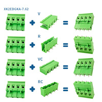 Ensemble complet de bornes de connexion mâle et femelle 7,62 mm, type vertical A/B, avec connecteur femelle et connecteur mâle pour carte PCB, droit/à angle droit, côté ouvert/fermé