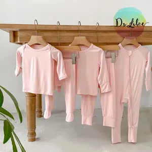 High quality baby clothing solid bamboo outfits item spring long sleeve girls custom clothes sets sleeping apparel