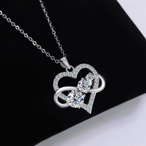 SPJ Designer 1.8ct VVS Moissanite <span class=keywords><strong>Infinity</strong></span> Symbole Coeur Pendentif Collier S925 Sterling Silver Factory Wholesale - Product Image 4