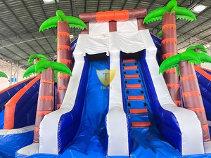 Vente en gros de <span class=keywords><strong>toboggan</strong></span> aquatique gonflable géant tropical pour enfants et adultes, avec <span class=keywords><strong>piscine</strong></span> et structure de saut - Product Image 4