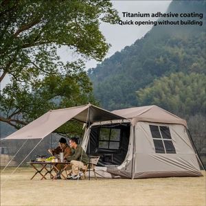2-In-1 Oxford Outdoor Camping <b>Tent</b> Quick-Open <b>Canopy</b> Four-Season Double Layer 2000-3000Mm Waterproof Large Black Rubber - Product Image 2