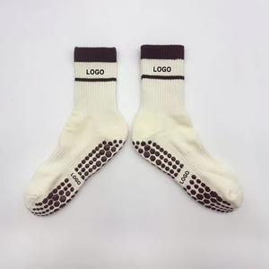 Women's Mid-Calf Non-Slip Yoga <b>Socks</b> – Silicone Crew Grip for Indoor Fitness Pilates – Knitted with Logo on Body – Spring - Product Image 4
