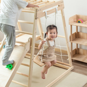 Structure d'escalade en <span class=keywords><strong>bois</strong></span> massif pour intérieur, ensemble de jeu de gymnastique, entraînement à l'équilibre pour tout-petits, jouet Montessori sensoriel et d'activité physique pour enfants - Product Image 4