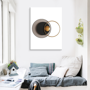 Vente en gros d'art mural moderne <span class=keywords><strong>cercle</strong></span> géométrique abstrait <span class=keywords><strong>peinture</strong></span> sur toile ronde en métal pour la décoration intérieure - Product Image 3