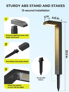 Lampes solaires de paysage 3CCT IP65, lampadaires extérieurs étanches en métal avec allumage automatique pour allée, patio, pelouse, cour - Product Image 4