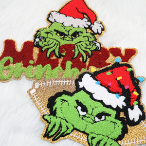 Tissu sergé de Noël personnalisé de haute qualité brodé grands patchs thermocollants en forme de coeur et de fleur pour vêtements et chapeaux - Product Image 5