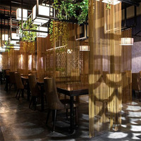 Paravent décoratif en maille spirale tressée en fil métallique doré pour restaurant, écran de cheminée, rideaux en cascade