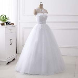 <span class=keywords><strong>Vestidos</strong></span> De novia personalizados De talla grande <span class=keywords><strong>baratos</strong></span> con cuello redondo <span class=keywords><strong>2021</strong></span> Vestido De novia recién llegado Vestido De novia sencillo bordado De encaje Vestido De novia - Product Image 2