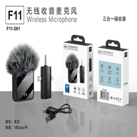 Microphone sans fil 2,4 GHz 3-en-1 mains libres pour reportage, micro-cravate sans fil pour téléphone portable et interviews de rue