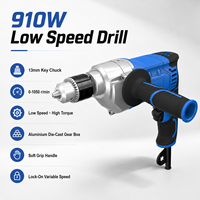 Perceuse électrique professionnelle 910W avec boîte de vitesses en aluminium moulé sous pression et mandrin à clé de 13 mm