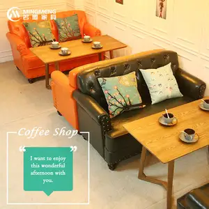 Nhà Hàng Đồ Nội Thất Cổ Đặt Cafe Sofa Đặt Retro Cổ Gỗ Da Nhà Hàng Sofa Bảng Đặt