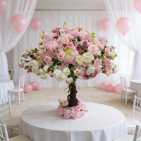 Arbre de roses artificiel en soie, rose artificielle rose pour décoration de table, mariage, Pâques, taille personnalisée
