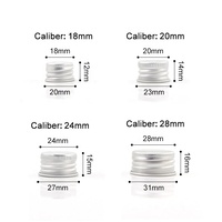 Bouchons à vis côtelés personnalisés 18 mm en gros, en aluminium doré et argenté, pour bouteilles d'huiles essentielles, avec insert