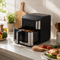 Friteuse à air électrique compacte 8L à commande tactile numérique sans huile pour la cuisine domestique : poulet, frites, viande et snacks