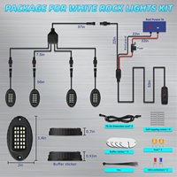 Kit de luces LED de roca blancas puras de Metal de 4 vainas con arnés de cableado de interruptor, 6000K 24W 96LEDs luces de guardabarros impermeables de neón para camión