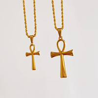 Luxe religieux Ankh croix pendentif collier mode femmes croix égyptienne hommes bijoux en acier inoxydable pendentif chaîne cadeau