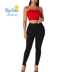 Top One Top OneBeauty Comfortable <b>Women's</b> Mid-Waist Denim Trousers Soft Trendy Casual Street Style Skinny <b>Jeans</b> - Product Image 1