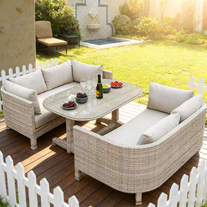 Canapé de jardin moderne en aluminium nordique avec cadre en rotin PE, combinaison imperméable pour <span class=keywords><strong>terrasse</strong></span> extérieure, mobilier de cour, canapé-lit - Product Image 5