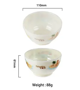 Penjualan Laris Kartun Cina Food Grade Unbreakable Porselen Tahan Lama 4.3 Inci Mangkuk Nasi