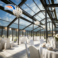 Nouvelle Tente Atrium Skyline de 12 m avec Magnifique Dentelle en Fer pour Traiteur de Mariages de Luxe