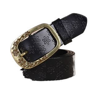 Venta caliente de la vendimia de las mujeres Casual PU cinturón con aleación Pin hebilla y patrón floral de fábrica al por mayor - Product Image 1