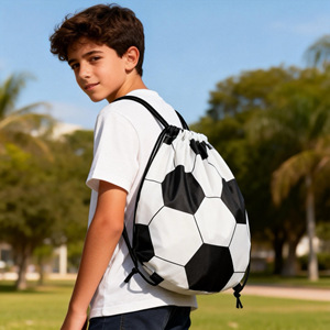 <b>Football</b> Eco-Friendly Polyester Folding Drawstring <b>Bag</b> Shoe Storage Large Capacity <b>Party</b>-Themed Double-Shoulder Sports Pouch - Product Image 5