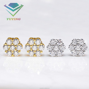 Factory to Ship 925 Sterling <b>Silver</b> 18k Gold Plated VVS D Color Moissanite Diamond Flower <b>Stud</b> Earrings with GRA Certificate - Product Image 5