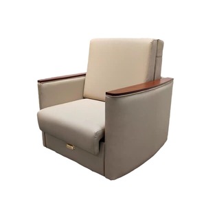 Multifunctional Single Folding <b>Sofa</b> <b>Bed</b> With <b>Storage</b> Cabinet Light Yellow Leather KM-PHS06 Living Room Use - Product Image 4