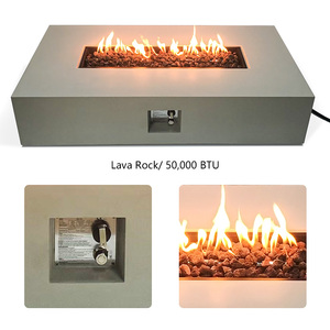 Luxstar 56 \ "Thiết Kế Hiện Đại Hình Chữ Nhật Ngoài Trời Vườn Khí Lửa <span class=keywords><strong>Pit</strong></span> Bảng Với 50000 Btu 28 Inch Grey Lava Đá Bảo Vệ Bìa - Product Image 4