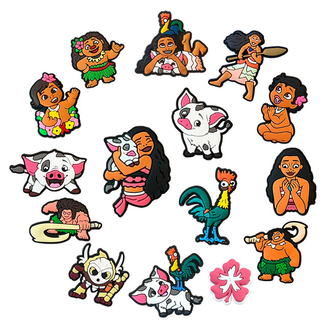 Popular Clog Phone Cartoon Bracelet Charms Shoe Decoration PVC Accessories Buckles Moana Shoe Charms for Clog