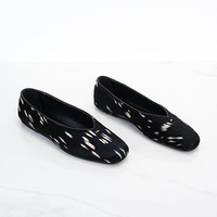 Chaussures plates pour femme en cuir véritable, style mature, légères, à bout carré, à enfiler, avec boucle, confortables et tendance, en crin de cheval tacheté