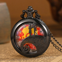 Cadeau d'Halloween antique-Rétro Gothique Jack Skellington Pendentif Collier Tim Burton's Nightmare Christmas Montre de Poche pour Hommes Enfants