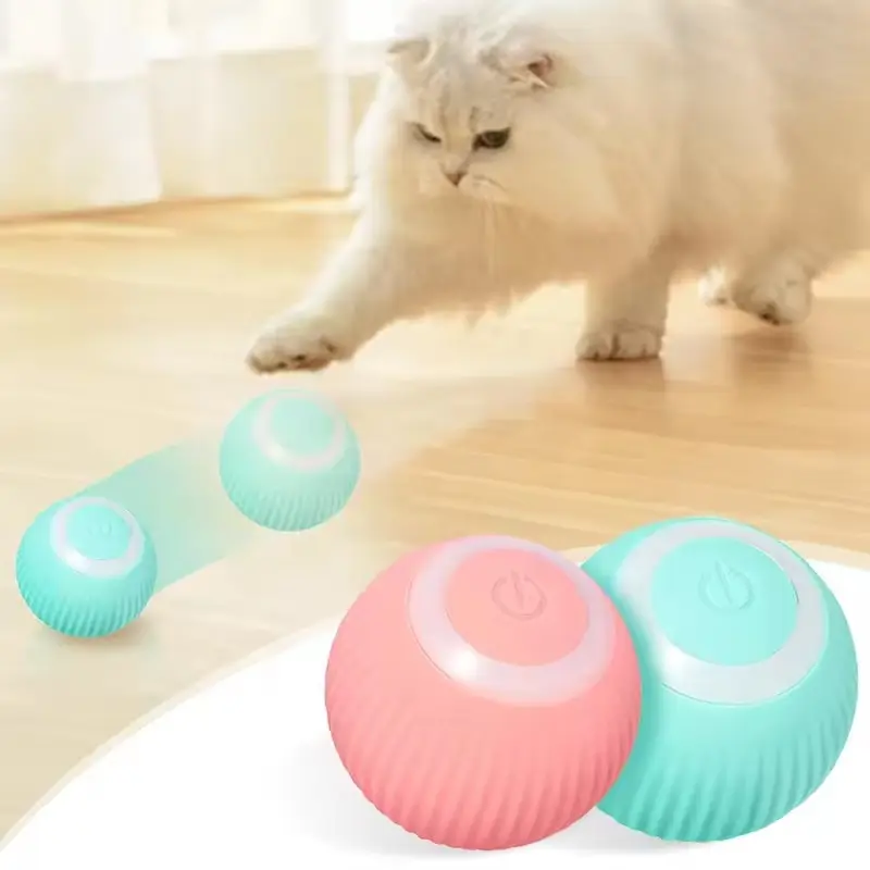 الكرة الدوارة الكهربائية التلقائية للحيوانات الأليفة، كرة القطة التفاعلية، لعبة القطة الذكية القابلة لإعادة الشحن، كرة دوارة تلقائية