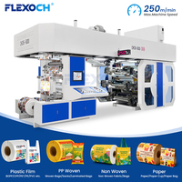 Machine d'impression flexographique automatique 6 couleurs CI pour films rétractables BOPP, PET, PE, nylon, emballages souples, sacs et étiquettes