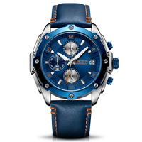 Montre pour garçon MEGIR 2074, bracelet en cuir véritable, étanche, lumineuse, date automatique, ensemble de montres de sport pour tous les types d'activités
