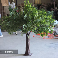 Grand arbre artificiel en ficus vert DKB, arbre artificiel en banian décoratif d'intérieur, arbre artificiel en fibre de verre pour la décoration de la maison