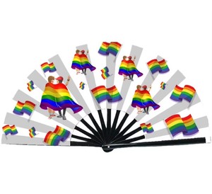 Éventails à main en bambou Clack Custom, grands, pliables, 13 pouces, peints à la peinture réactive aux UV, pour événements de <span class=keywords><strong>club</strong></span>, éventails imprimés - Product Image 2